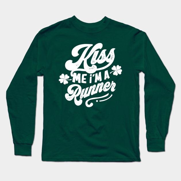 Kiss Me I'm a Runner St Patrick's Day Long Sleeve T-Shirt by KsuAnn